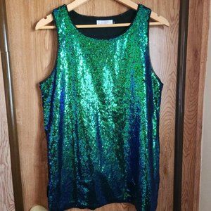 Green/Blue sequin tank top